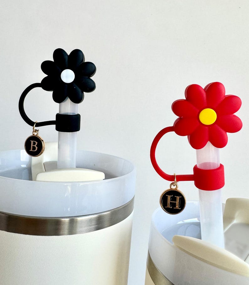 Retro Daisy Tumbler Straw Topper Floral Bottle Straw Cover Silicone Straw Buddy Flower Party Supply Tumbler Lover Gift Tumbler Accessory image 9