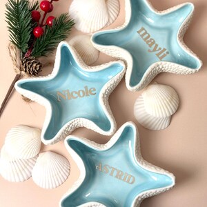 Personalized Ring Dish, Custom Starfish Jewelry Dish, Ceramic Trinket Dish, Engagement Gift, Beach Wedding Ring Holder, Bridesmaid Gift image 9