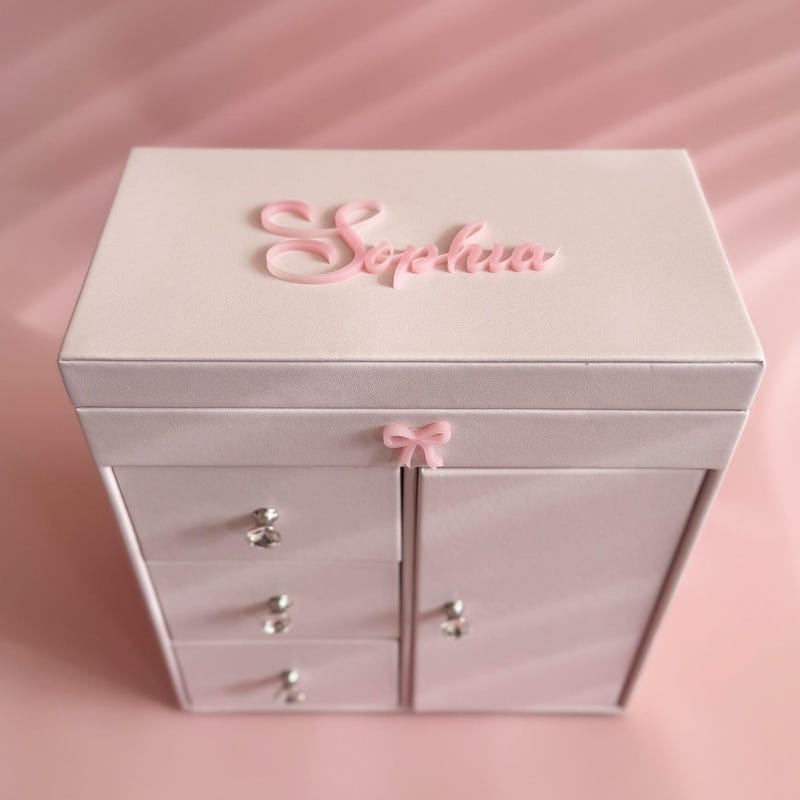 Little Girl Jewelry Box, Ballerina Musical Jewelry Box, Custom Granddaughter Christening Present, Keepsake God Daughter Gift for Flower Girl
