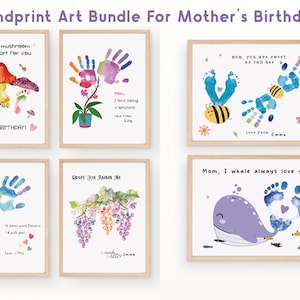 Printable Handprint Art Bundle DIY Birthday Gift for Mom Birthday Craft from Baby Toddler Preschool Kid Activity Keepsake Gift Mothers Day
