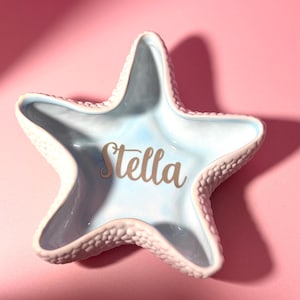 Personalized Ring Dish, Custom Starfish Jewelry Dish, Ceramic Trinket Dish, Engagement Gift, Beach Wedding Ring Holder, Bridesmaid Gift image 14