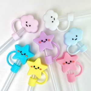 Tumbler Straw Topper Cloud Straw Cap Cute Star Cup Straw Cover Tumbler Accessory Smiley Star Party Straw Supply Best Friend Gift Valentines