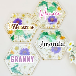 Dessous de verre fleurs pressées Dessous de verre personnalisés avec fleur