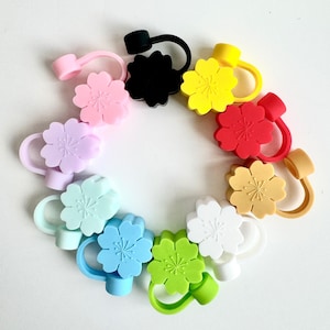 Floral Tumbler Straw Cover Flower Straw Topper Silicone Party Straw Charm Graduation Gift Floral Party Supply Coach Gift for Sport Lover
