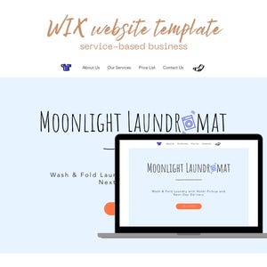 WIX Website Template One-Page Free Plan Friendly Small Business Website Service business Website Laundromat Website Template Ecommerce Store