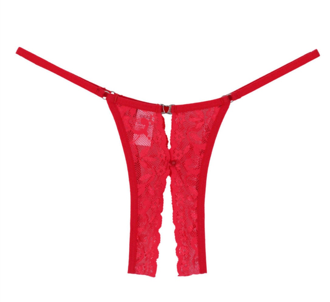 Open Crotch Panties, Red Lingerie, Sexy Panties, Open Crotch Lingerie