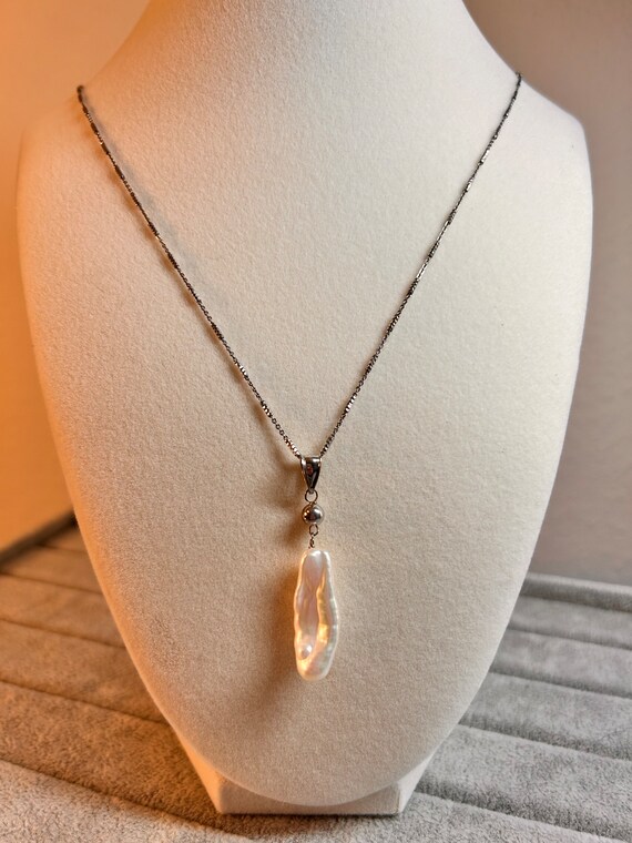 Vintage baroque pearl pendant and 24” 925 chain n… - image 7