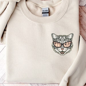 Cool Cat Sweater Cat Sweater for Women Cat Dad Sweater Cat Mom Sweater Ugly Cat Sweater Funny Cool Cat Sweatshirt Cat Dad Sweater
