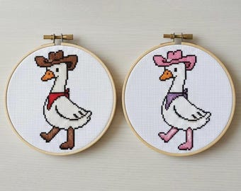 Cowboy / Cowgirl Goose Cross Stitch Pattern
