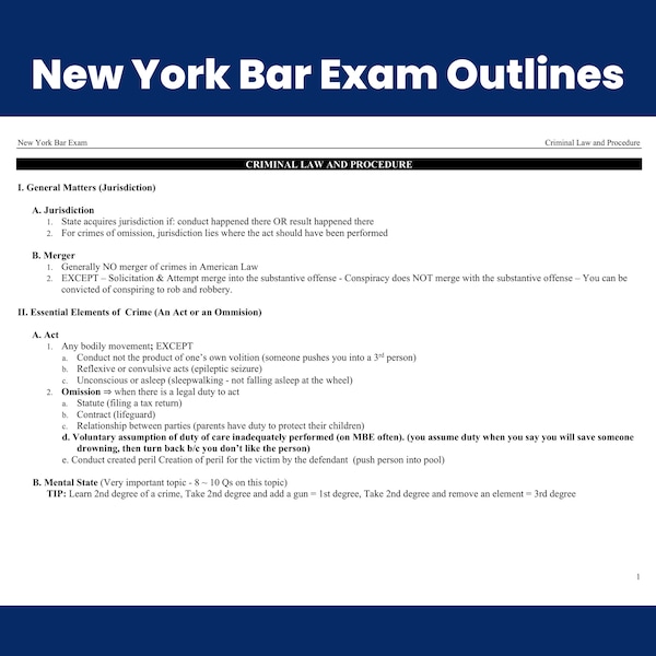 New York Bar Exam Outline Etsy