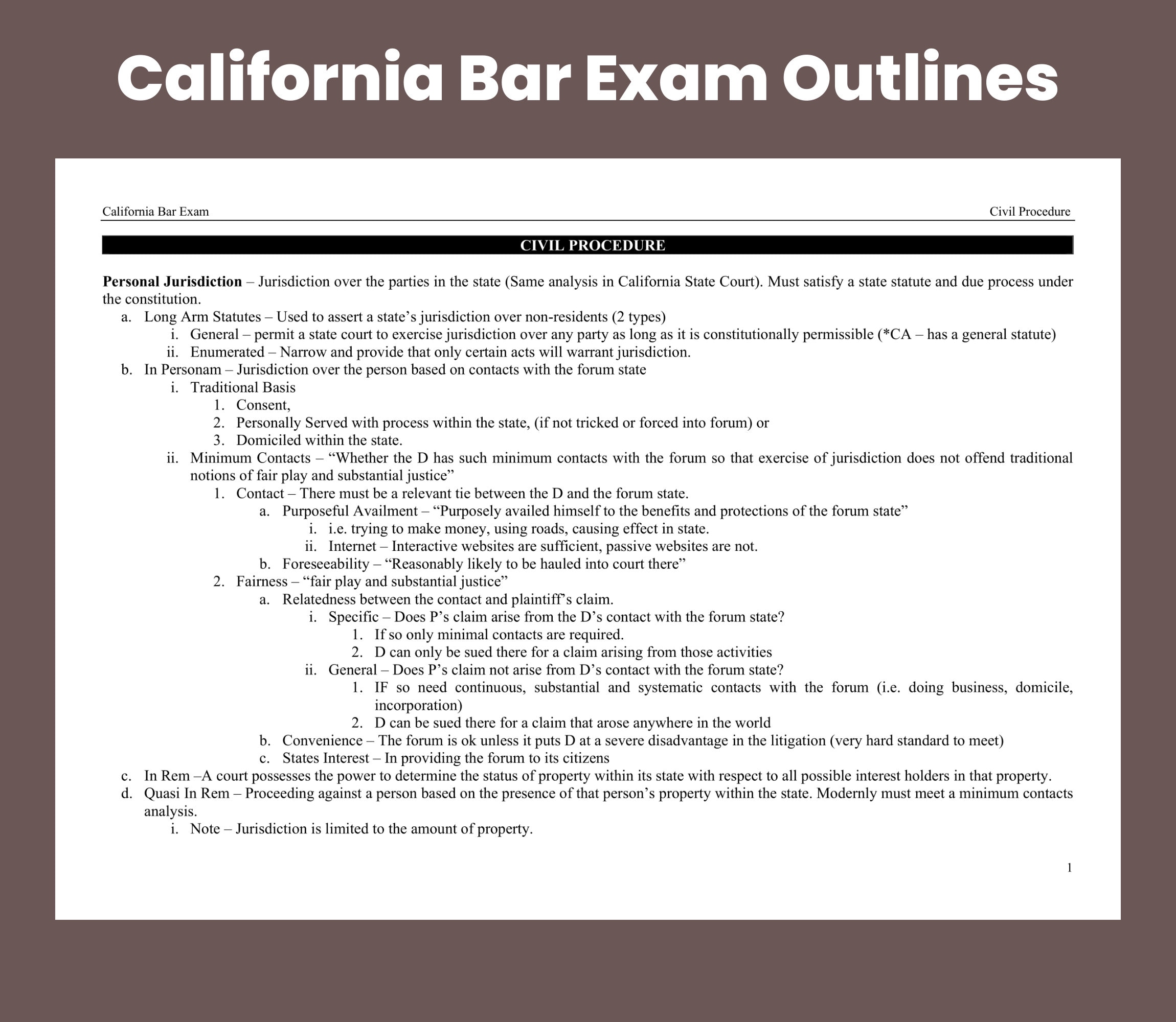 California Bar Exam Outlines All 13 Subjects CA State Bar Exam Preparation Law Notes Bar Prep