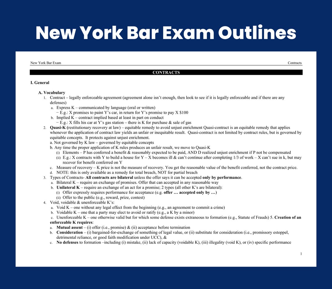 Contracts New York Bar Exam New York Law Exam New York Law Course NY