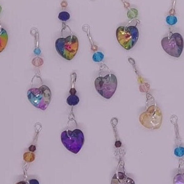 Heart suncatcher stitch markers / progress keepers