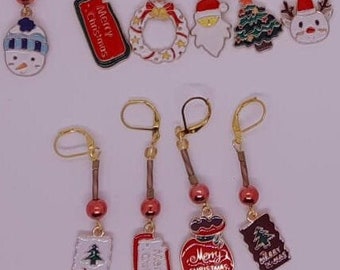Christmas themed sets of stitch markers / progress keepers
