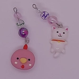 The cat that got the chicken pair of stitch markers / progress keepers