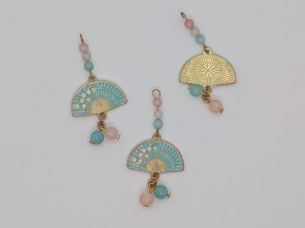 Oriental blossom fan stitch marker / progress keeper Chinese China
