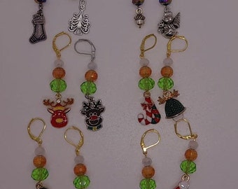 Fun Christmas Crystal stitch markers / progress keepers