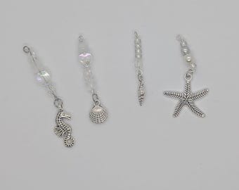 Deep sea stitch markers / progress keepers set of 4