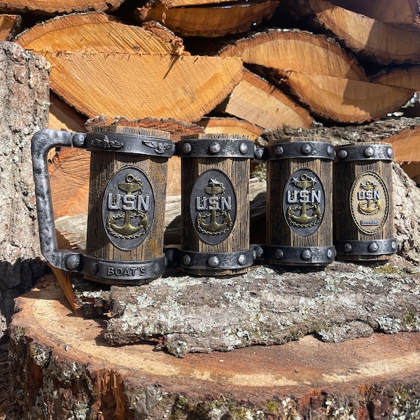 3D printed and hand painted CPO SCPO MCPO tankard for 12oz and 16oz cans. Options to customize as well!