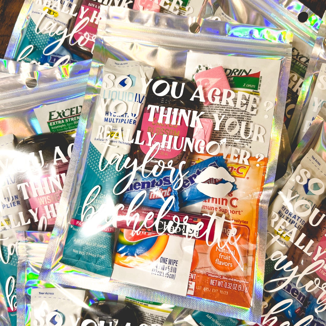 Premade Personalized Hangover Kit Bags Holographic Etsy