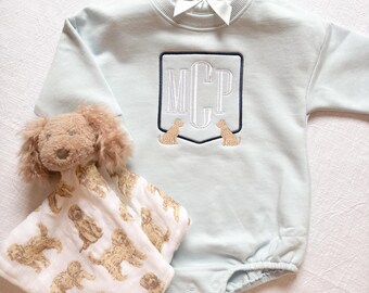 Infant/Toddler Boys Embroidered Puppy Dog Blue Sweatshirt Bubble!