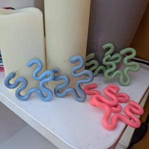 squiggly statement clay earrings | fun funky BOLD jewelry | colorful unique earrings