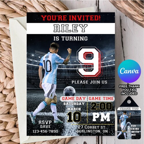 Editable Soccer Birthday Invitation Template Printable Etsy Canada