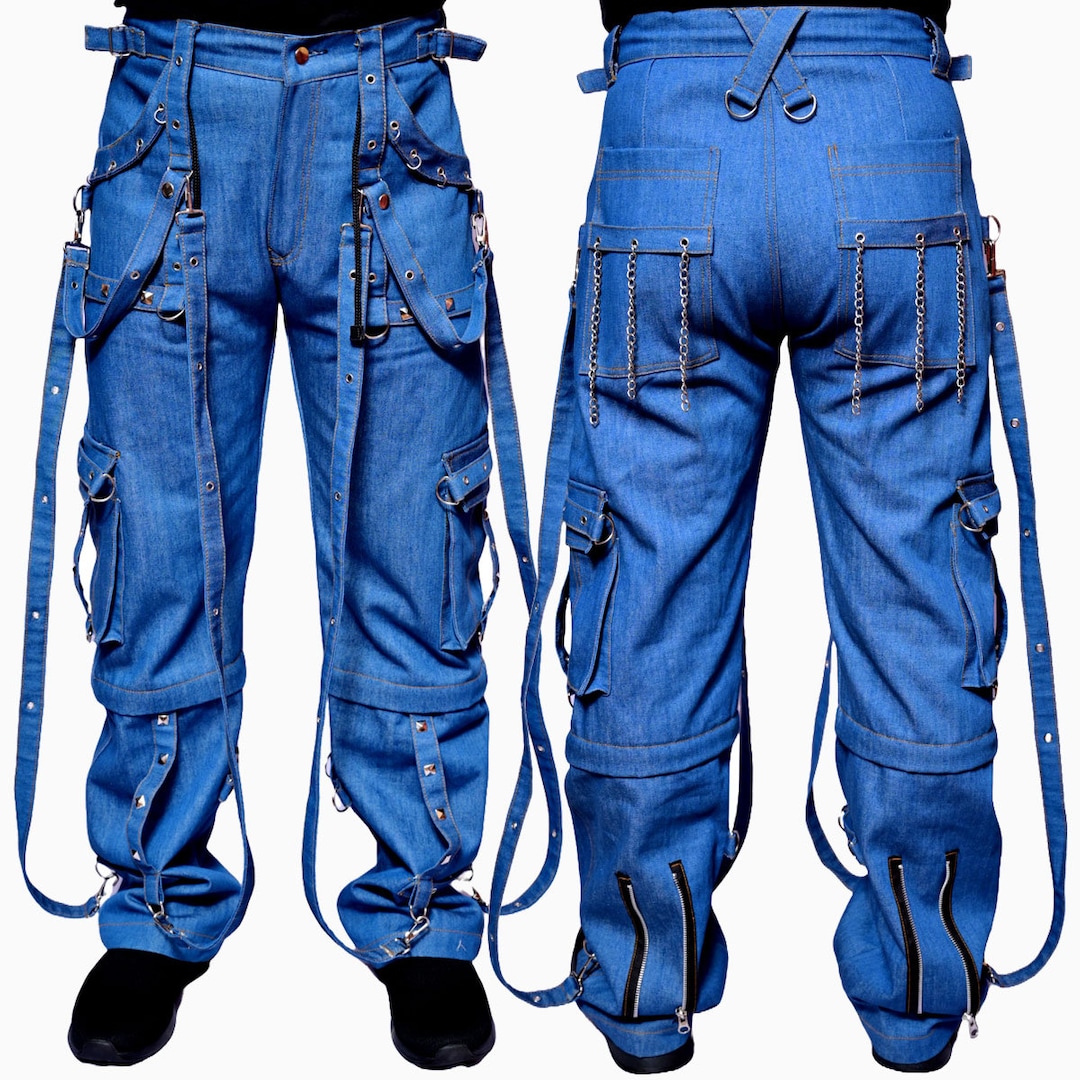【HI FI FNK】Kalt Strap Cargo Denim Amazon.com: BILIKEYU Girls Streetwear Denim Cargo Pants High