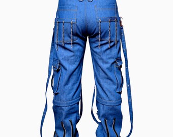 【BAON】[unisex] Poimi string banding stitch cargo denim PT Baggy Busted Knee Contrast Stitch Cargo Jeans | boohoo