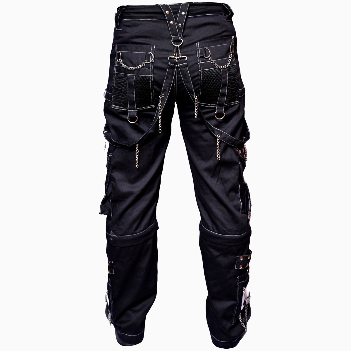 Gothic Cargo Style Skull Print Pant, Denim Punk Style Pants