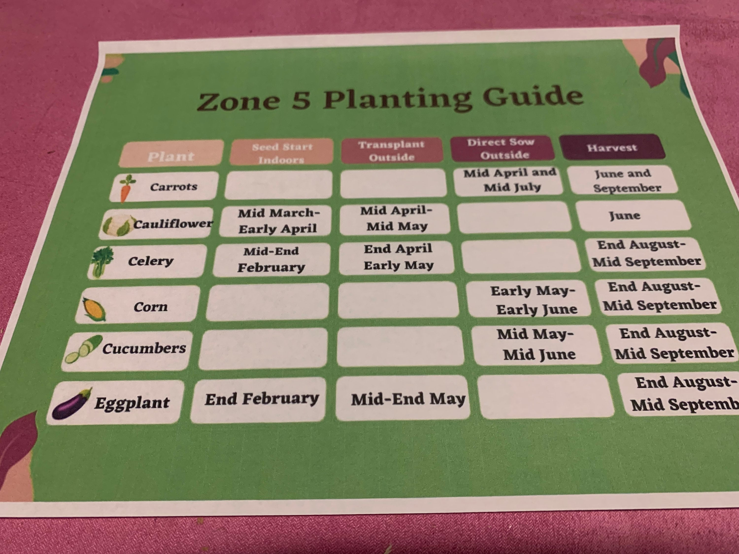 Zone 5 Planting Guide Etsy