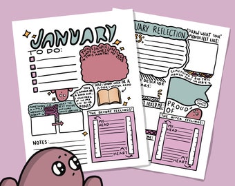 January Monthly Planner/Reflection Sheet (Digital Download)