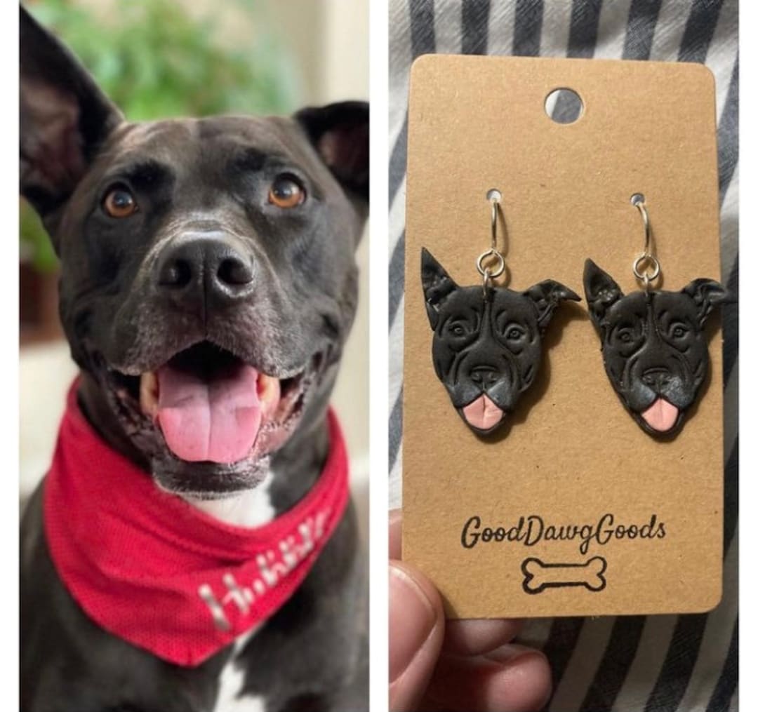 Custom Dog Earrings Polymer Clay Sterling Silver Personalized Dog Mom Gift Etsy