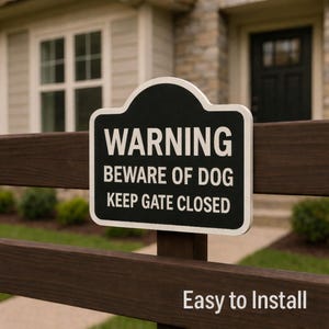 Waarschuwing Pas op voor honden Houd het hek gesloten: 6 x 6, 11 x 11 inch, eenvoudige installatie, volledige montage, voor huishekken, tuinhekken, bedrijfsingang