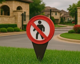 No Pedestrian Yard Sign – Weatherproof 3D Printed Property Marker