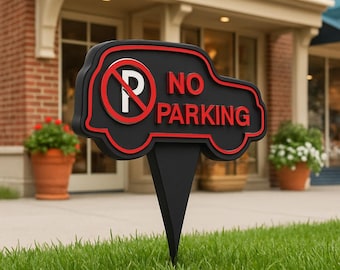 Car-Shaped No Parking Yard Sign – 3D Raised Lettering