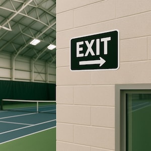 Exit Right Arrow or Left Arrow –11"x5", Easy Install, All-Surface Mount, Non-Rusting PETG, For Offices, Businesses, or Facilities