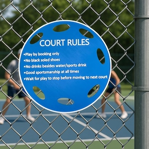 Court Rules Pickleball Custom Sign, Twist Connect Sign, Personalized, Facility, Supplies, Signs, Fence, Nets, Color Options, 3D PETG, 11&#39;&#39;
