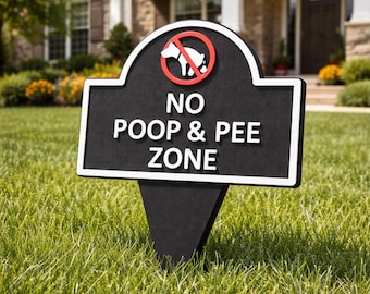 No Poop & Pee Zone Yard Sign – Weatherproof 3D Text, Easy Install