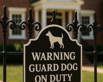 Señal de advertencia de perro guardián de servicio: 15 x 15 cm y 28 x 28 cm, PETG personalizado, fácil de instalar, para todo tipo de superficies, resistente a la intemperie y al óxido, para interiores y exteriores.