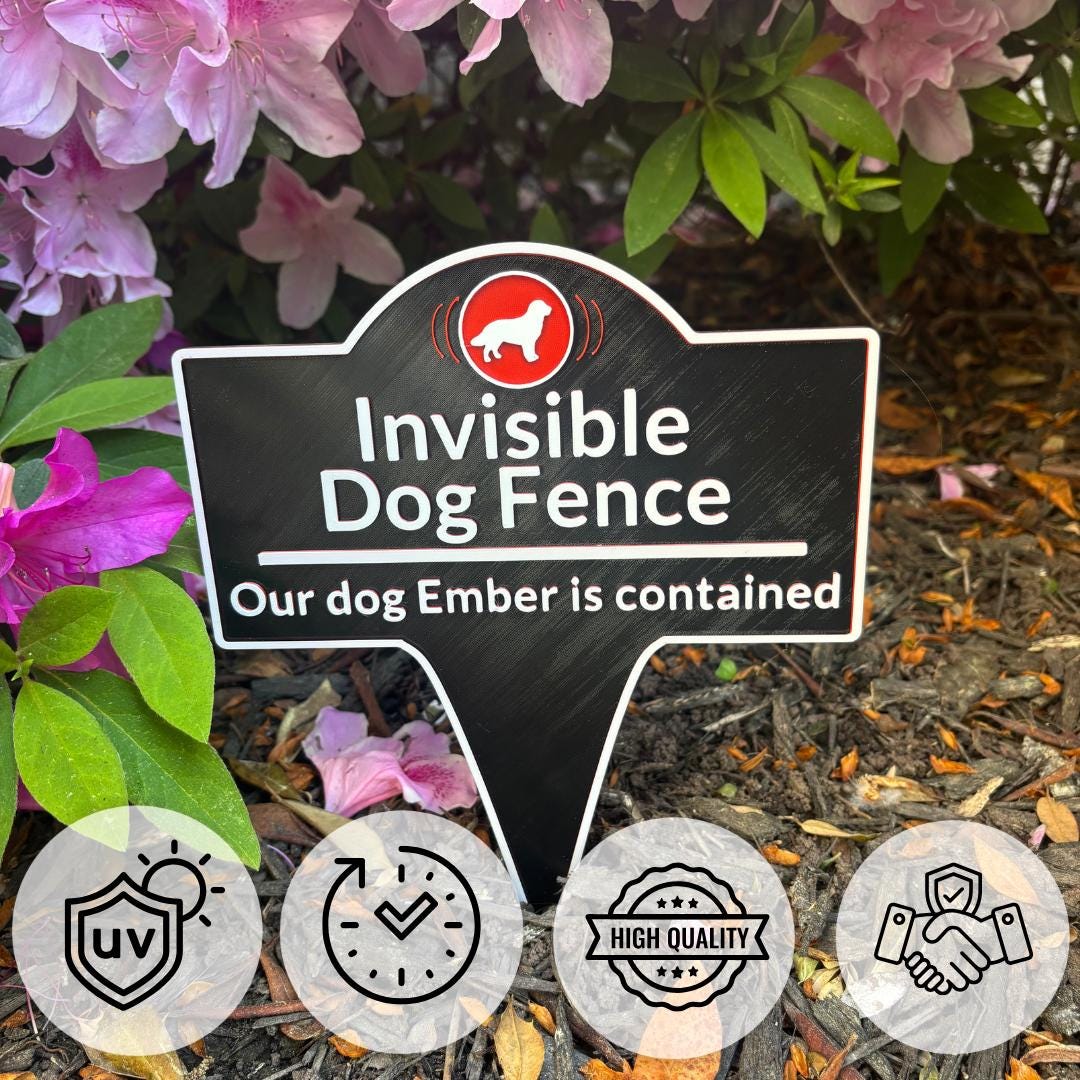 Custom Invisible Dog Fence Sign, Personalized Boundary Marker Stake ...