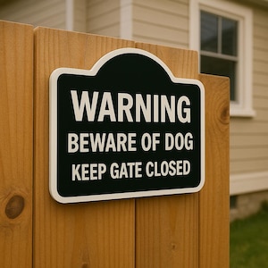 Warning Beware of Dog Keep Gate Closed- 6&quot;x6&quot;, 11&quot;x11&quot;, Easy Install, All-Surface Mount, For Home Fences, Yard Gates, Business Entrance