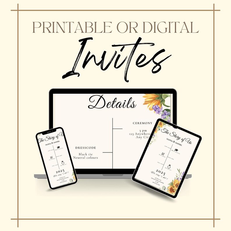 Editable Wedding Invitation | Canva Template | Digital Download ...