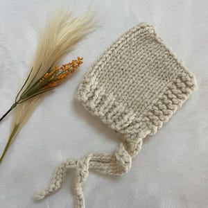 Hand Knit Chunky Pixie Bonnet – Cream Baby & Toddler Hat