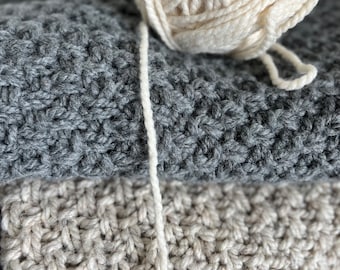 CUSTOM KNIT Throw Blanket | Moss Stitch Knit blanket | chunky knit blanket | cozy home decor | neutral home accents | comfy knit blanket