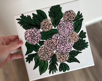 Pink Florals wall art | blush & pink original artwork | hand made