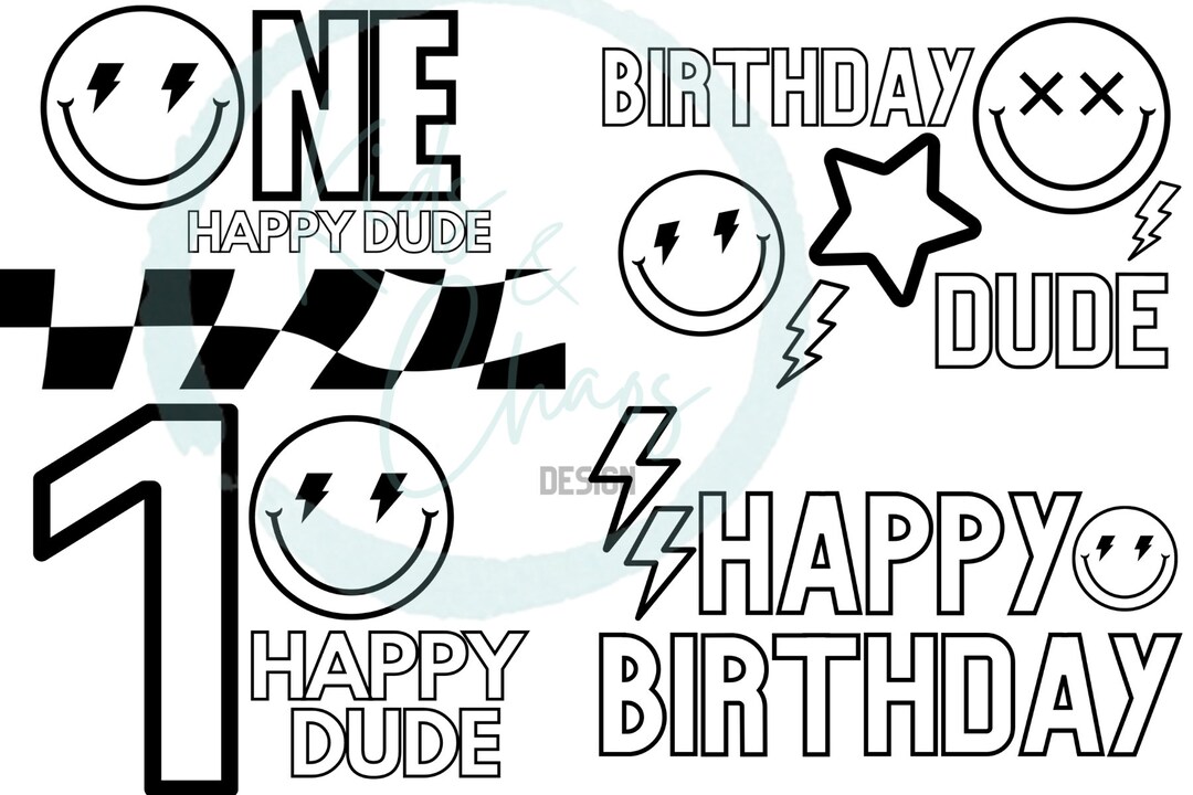 ONE HAPPY DUDE Coloring Pages, One Happy Dude Birthday Party Favors - Etsy