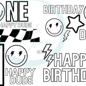 ONE HAPPY DUDE Coloring Pages, One Happy Dude Birthday Party favors