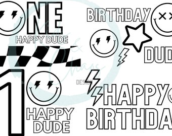 One Happy Dude Coloring Pages: Birthday Party Favors (Download Only)