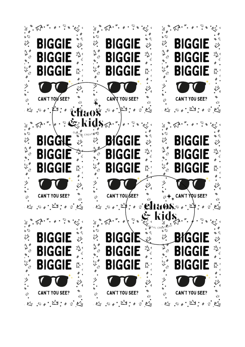 Biggie Biggie Cant You See Sign With Glasses Tags Etsy